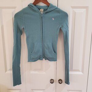 Abercrombie and Fitch Ezra fitch cashmere zip up hoodie XS teal blue aqua